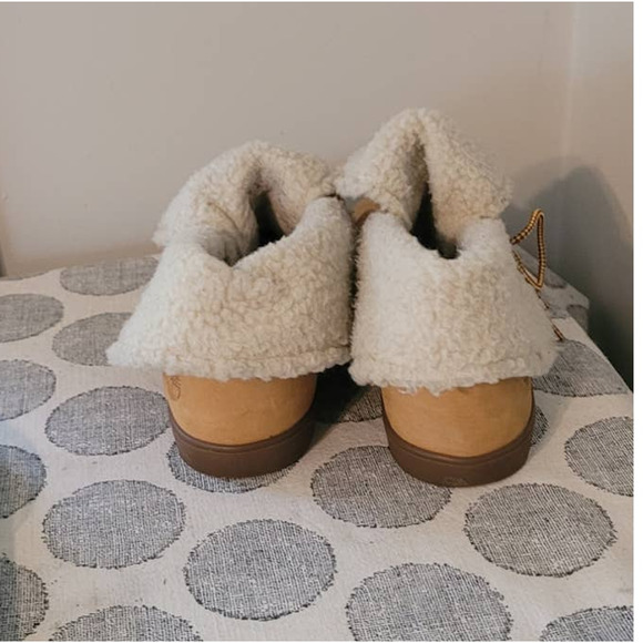 Timberland Women's Dausette Fleece Fold-Down Boots Wheat Nubuck Size 8 - Picture 5 of 9